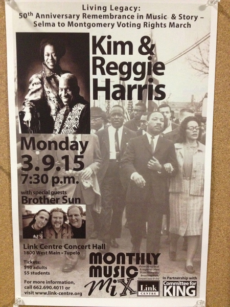 Concert Poster  Kim amp Reggie Harris and Brother Sun in Tupelo MS