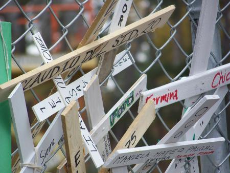 Crosses on the gates of Ft Benning